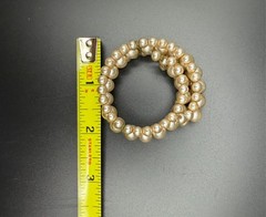 Vintage Multi Strand Faux Pearl Coil Bracelet Champagne Cream Unsigned MCM