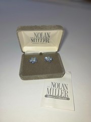 nolan miller earrings pretty pavé crystal blue glamour collection NIB