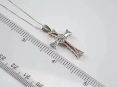 0.60 Ct Lab Created Diamond Cross Art Deco Vintage Pendant 14K White Gold Finish
