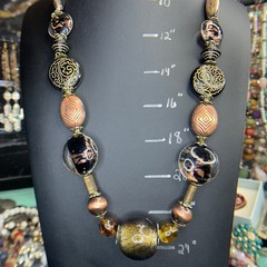 Bronze Murano Glass Statement Necklace | Luxe Bohemian Style