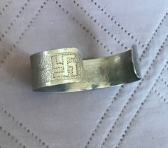 Vintage Native American Style Heart Arrow Cuff Bracelet Silver Tone Monogram A