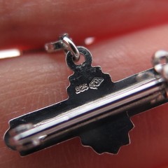 MARATHON 925 Sterling Silver Antique Art Deco Cross Medal Pin Brooch