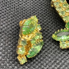 Vintage Emerald Green Rhinestone Brooch and Earrings Juliana Style GLOWS