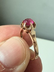 Vintage USSR 14K 583 Gold Ruby Ring Soviet Russian Jewelry Size 5.5 EU16