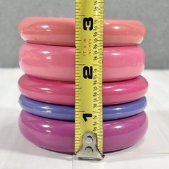 5 Lot Vintage Chunky Spacer Bangle Bracelet Pink Purple Stacking Acrylic Enamel