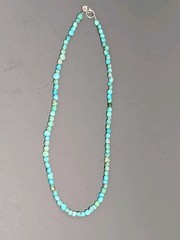 Vintage Turquoise Beaded Necklace 16.5″ 925 Sterling Silver Clasp