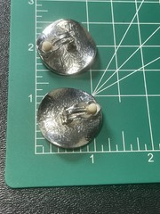 Vintage 1.2” Round Wavy Silver Tone Textured Metal Clip Earrings