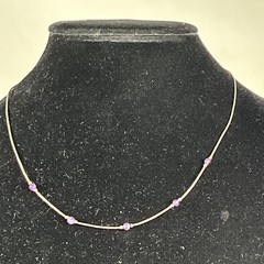 Liquid Silver Amethyst Bead Choker Necklace 17 inches Southwest Style