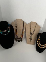 LOT of 4 Vintage Necklaces Glass Beads Wood Metal Premier Coldwater JD19