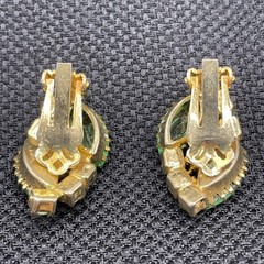 Vintage Emerald Green Rhinestone Brooch and Earrings Juliana Style GLOWS