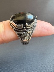 925 Sterling Silver Ring Black Zircon Ring Handcrafted Silver Ring Size 9.5 US