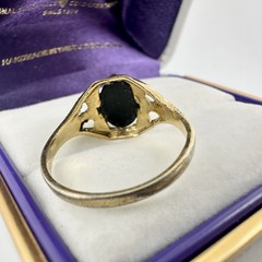 Antique Old VTG 14k GE Uncas Signed Ring Black Cab Sz5.5 Filigree Estate Read