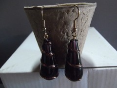 1 Pair Old Dangle Drop Big Glass Purple Teardrop 1.5″in