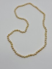 8mm Baroque Light Golden Cream Japanese Saltwater Akoya Pearl Necklace 34.5″