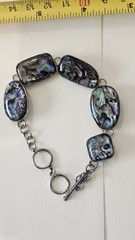 VINTAGE ABALONE 925 STERLING SILVER BRACELET 7+8 Inch Adjustable GORGEOUS…