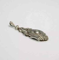 Art Deco Vintage Style Lab Created Diamond 14K White Gold FN Engagement Pendant