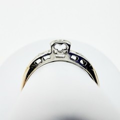 Vintage 10k Two-Tone Gold Natural Diamond 3-Stone Ring Size 7.25