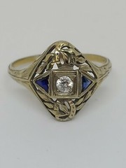 Vintage Art Deco BELAIS 18k Gold Filigree Delicate Ring Size 8