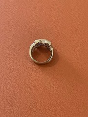 RF Sterling SIlver Ring w/ Gold Wash Purple & Clear Stones Size 6.5