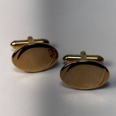 Vintage Cuff Links Gold Tone Oval MCM Bullet Back