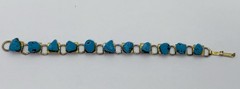 VINTAGE TURQUOISE STONES SILVERTONE BRACELET 7.25 INCHES PRE OWNED