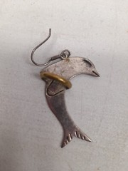 Vintage Taxco Sterling Silver 925 TB-110 Mexico Dolphin Drop Earrings