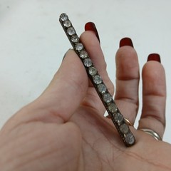 Antique Rhinestone Bar Brooch, Prong Set Stones, C Clasp Vintage