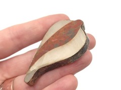 Vintage Sterling Modernist Jasper Agate Abstract Leaf Flower Large Pendant