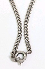 Victorian Antique Dik Dik Horn Necklace Pendant Sterling Silver Bezel And Chain