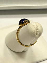 Antique European 585 14k Yellow Gold SYN Star Sapphire And Diamond Ring Size 5.5