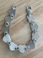 Vintage 935 Silver Multi Gemstone Heart Bracelet 7.5”