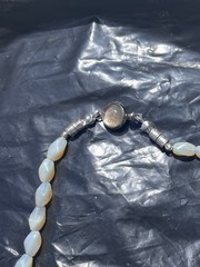 Vintage Australian Opal Bead Necklace 17” Silver Clasp Good Quality Opal Beads