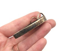 Vintage Sterling Modernist Jasper Agate Abstract Leaf Flower Large Pendant