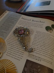 RARE Marcel Boucher 1940’s Sterling Pave and Pink Topaz Brooch Flower Swirl