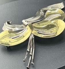 Ruth Rosenfeld Mixed Metal Modernist Brooch 4”