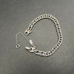 Vintage Monet Charm Bracelet Silver Tone Safety Chain Signed