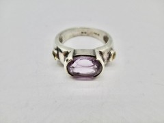 STERLING SILVER NATURAL 2.46 CARAT PURPLE AMETHYST & CITRINE RING SIZE 6