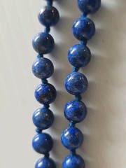 Vintage 19″ Natural Lapis Lazuli Bead Necklace – 14K Gold Clasp – Hand-Knotted
