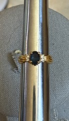 Vintage Gold Plated Dark Blue Faux Sapphire & CZ Ring Size 7