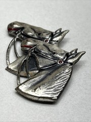 Vintage Rare Two Horse Head Brooch Pin Marked Sterling Uncas Mfg. Co.