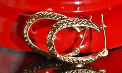 14k yellow gold earrings 0.68″ diamond cut hoop vintage handmade 1.15gr N2906