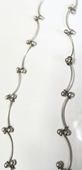 Vintage Sterling Silver 925 Modernist Bone Design Necklace Bar & Ball
