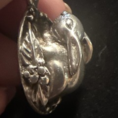 Vintage 925 Carol Felley Style Bunny Spring Pendant On Choker V Neck Necklace