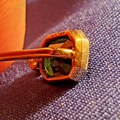 EARTH MINED Demantoid Deco Original Gatsby era Antique Platinum 14K Pin Signed