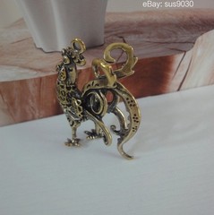 Solid Brass Copper Rooster Animal Figurine Statue Pendant