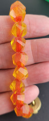 Vintage orange Yellow Faceted Art Glass Bead Bracelet 7″