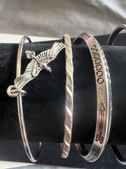 Lot 7 pc Silver & Turquoise Tone Blue Eagle Feather Bangle Bracelet Jewelry D37