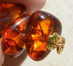 ✅RUSSIAN SOVIET BALTIC SEE AMBER PENDANT 老琥珀 KALININGRAD GOLD STONE ROCK BEADS💥