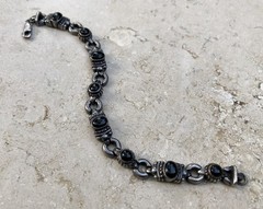 🖤✨AUTHENTIC VINTAGE STERLING SILVER BLACK ONYX LINK ESTATE JEWELRY BRACELET ✨🖤