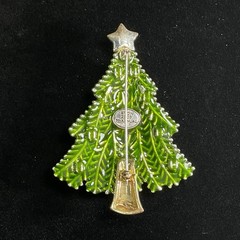 Avon 2008 Brooch 5th Annual Rhinestone Enamel Christmas Tree Pin Dangle Stones